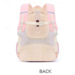 Girls' Pink and White School Backpack with Cute Cartoon - Image 4