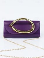 Women's Metallic Evening Clutch Bag with Gold Handle, - Image 10