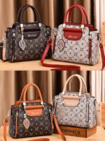 Elegant Women's Faux Leather Handbag with Red Accents and - Image 2