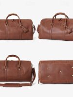 3Pcs Men's Versatile Leather Weekender Bag with Integrated Shoe - Image 6