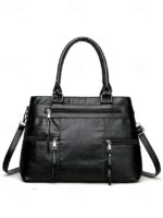 Women's Large Faux Leather Shoulder Tote Bag with Multiple - Image 16