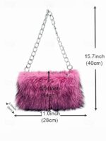 Women's Faux Fur Chain Bag – Plush and Stylish with - Image 10