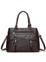 Women's Large Faux Leather Shoulder Tote Bag with Multiple - Image 14