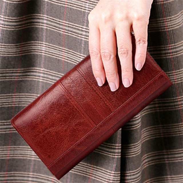 bhtzns1702542197164 Women's Vintage Red Leather RFID-Blocking Wallet - - Image 1