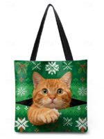 Women's Christmas Tote Bag, Green Snowflake and Fair Isle - Image 7