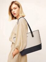 Elegant women's stylish two-tone patchwork handbag set with - Image 2