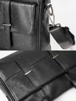 Men's Black Leather Tote Briefcase - Large Business Tote - Image 8