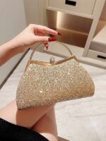 Women's Glitter Evening Clutch Bag – Sparkly Gold Handbag - Image 4