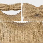 Women's Boho Chic Straw Clutch with Large Bow Detail - - Image 9