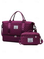 Women's Polyester Quilted Duffel Bag Set, Multiple Colors,