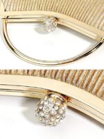 Women's Gold Pleated Evening Handbag with - Image 7