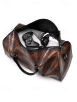 Men's Crocodile Pattern Faux Leather Weekender Bag with - Image 7