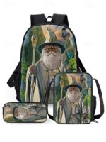 Kids' 3-Piece Wizard Cat Backpack Set – Fantasy Cat Print - Image 16