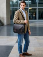 Men's Faux Leather Messenger Bag – Vintage Business - Image 3