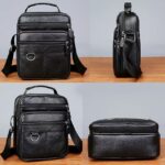 Men's Black Leather Crossbody Messenger Bag – - Image 10