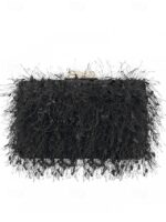 Women's Chic Feathered Evening Clutch with Chain Strap, - Image 10