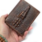 Men's Genuine Leather Wallet with Crocodile Head Design –