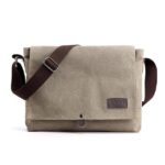 Men's Brown Canvas Messenger Bag with Adjustable Shoulder - Image 5
