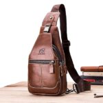Men's Crossbody Bag Chest Bag Nappa Leather Outdoor Daily