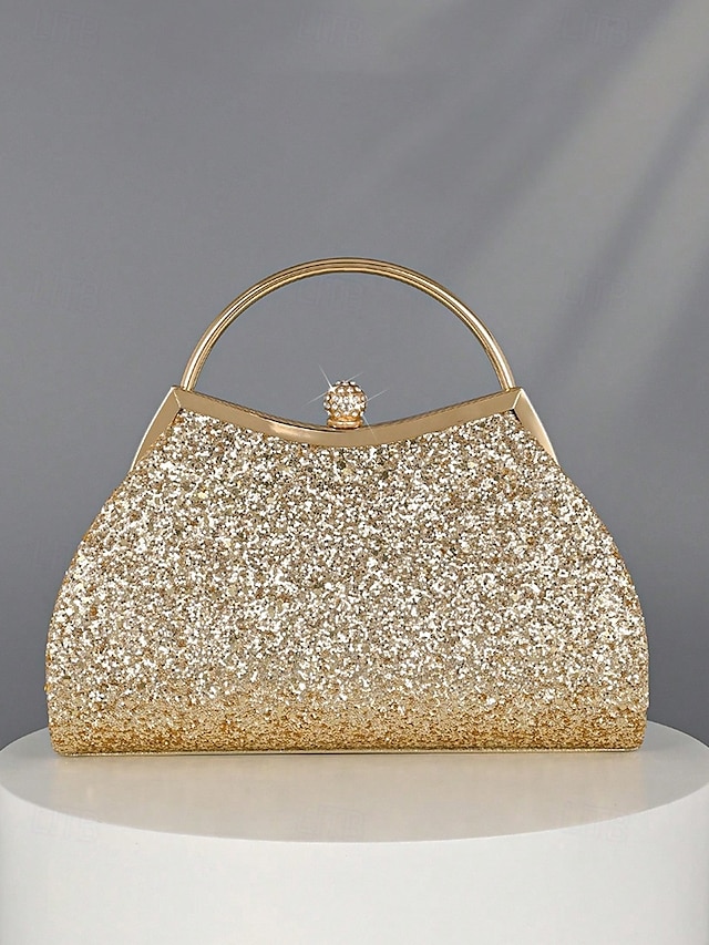 gatwpr1752575602238 Women's Glitter Evening Clutch Bag – Sparkly Gold Handbag - Image 1