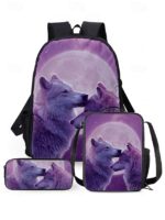 Men's 3-Piece Wolf Design Backpack Set - Durable, Trendy - Image 14