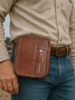 Men's genuine leather messenger bag with zipper pocket, - Image 2