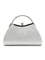 Women's Gold Pleated Evening Handbag with - Image 12