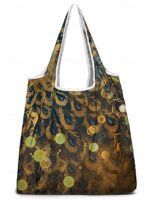 Women's Peacock Print Folding Tote Bag - Large Capacity - Image 13