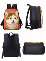 Kids cute cat theme three-piece backpack set, Including - Image 6