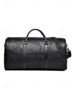 Men's Crocodile Pattern Faux Leather Weekender Bag with - Image 13