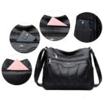 Women's Black Brown Crossbody Bag with Multiple Zippered - Image 4