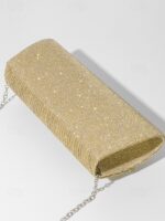 Blue Glitter Clutch Purse with Rhinestone Bow Accent, Elegant - Image 7