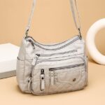 Women's Faux Leather Quilted Crossbody Bag with Multiple - Image 9