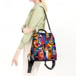 Large Capacity Colorful Abstract Art Print Multi-Carry Backpack - Image 3