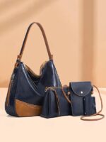 4-Piece Women's Handbag Set – Faux Leather Shoulder Bag, - Image 4