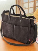 Women's Corduroy Tote Bag with Multiple Pockets, Casual - Image 16