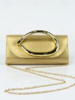 Women's Metallic Evening Clutch Bag with Gold Handle, - Image 16