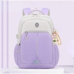 Girls' Pink and White School Backpack with Cute Cartoon - Image 6