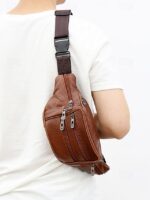 Men's Genuine Leather Waist Bag – Multi-Pocket Crossbody - Image 12