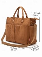 Women's Corduroy Tote Bag with Multiple Pockets, Casual - Image 9