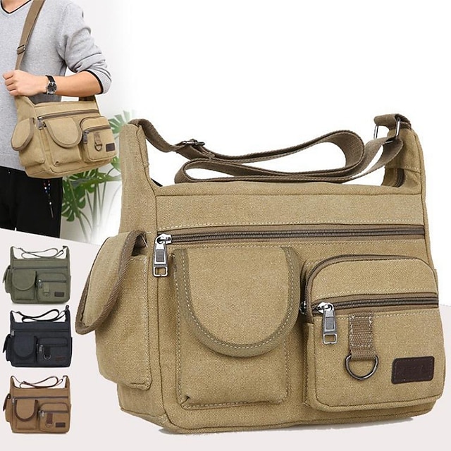jggbsu1637136741699 Men's Multi-Pocket Canvas Crossbody Messenger Bag – - Image 1