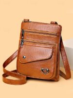 Women's Faux Leather Crossbody Bag with Multiple Zipper - Image 4