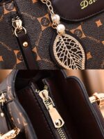 Elegant Women's Faux Leather Handbag with Red Accents and - Image 5