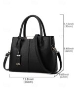 Women's Faux Leather Handbag with Adjustable Strap, - Image 11