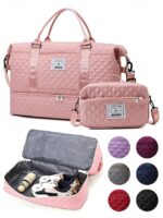 Women's Polyester Quilted Duffel Bag Set, Multiple Colors, - Image 20
