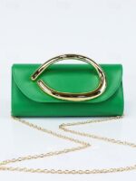 Women's Metallic Evening Clutch Bag with Gold Handle, - Image 14