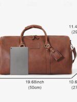 3Pcs Men's Versatile Leather Weekender Bag with Integrated Shoe - Image 5