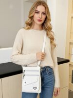 Women's Faux Leather Crossbody Bag with Multiple Zipper - Image 12