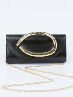Women's Metallic Evening Clutch Bag with Gold Handle, - Image 11