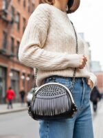 Women's Large Capacity Faux Leather Fringe Crossbody Bag - Image 3